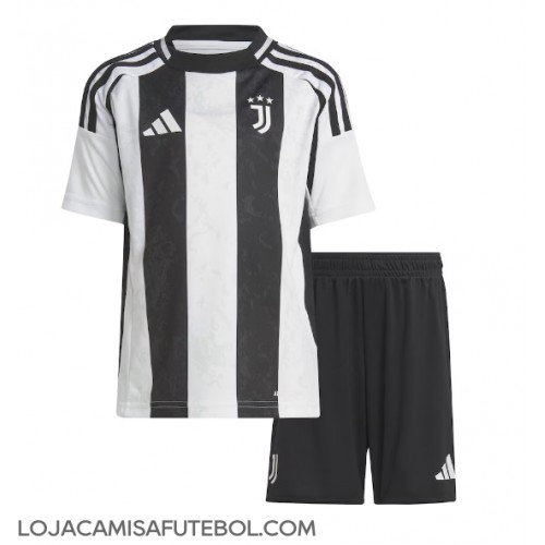 Camisa de Futebol Juventus Equipamento Principal Infantil 2024-25 Manga Curta (+ Calças curtas)